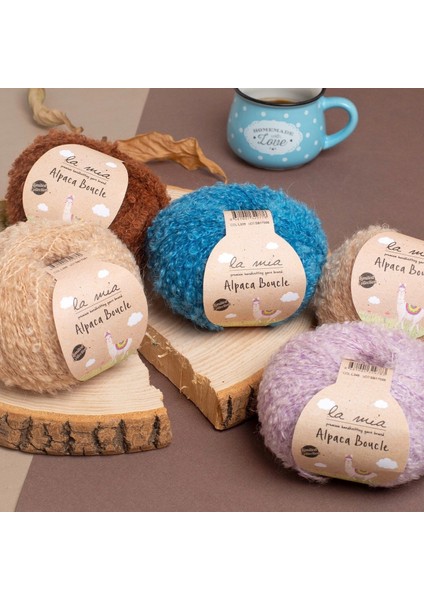 La Mia Alpaca Boucle 50 gr Mavi El Örgü İpi - L339 - 34390 modelleri