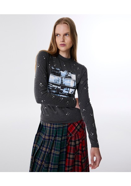 GÖRSEL BASKILI DAR KESİM T-SHIRT TW6250070062036