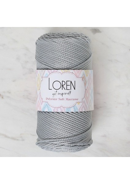 Loren Polyester Soft Macrame Açık Gri El Örgü Ipi - LM036 - 34441