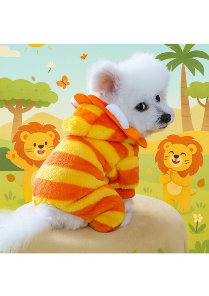 Köpek Kışlık Kapüşonlu Tulum Kostüm – Turuncu – M Beden - Aslan fiyatları