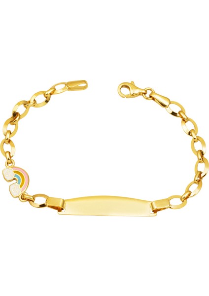 Gökkuşağı 14 Ayar Altın Plakalı Çocuk Künyesi