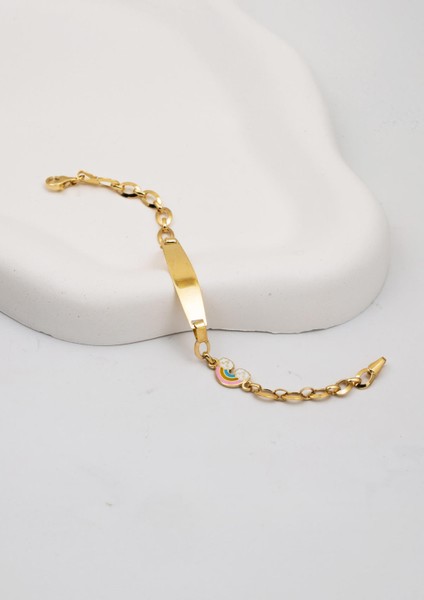 Gökkuşağı 14 Ayar Altın Plakalı Çocuk Künyesi modelleri