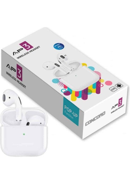 Airpods Pro Kulaklık + Kılıf Hediye Concord Ap3 (Beyaz)