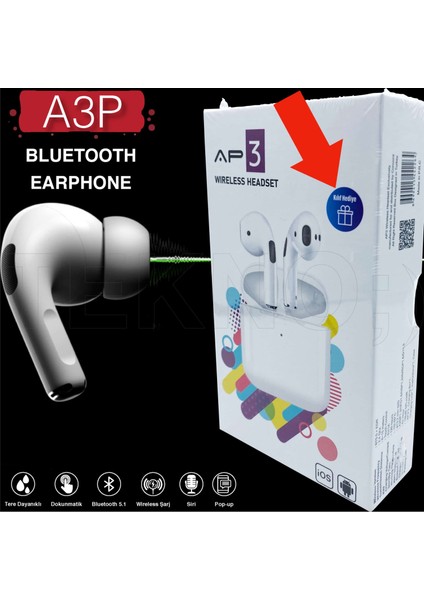 Airpods Pro Kulaklık + Kılıf Hediye Concord Ap3 (Beyaz) fiyatları