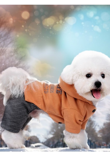 Köpek Kıyafeti - Kapüşonlu Kışlık Tulum - Turuncu - M Beden fırsatları