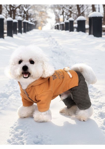 Köpek Kıyafeti - Kapüşonlu Kışlık Tulum - Turuncu - M Beden indirimleri