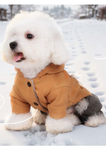 Köpek Kıyafeti - Kapüşonlu Kışlık Tulum - Turuncu - M Beden