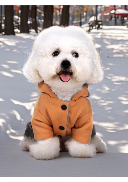 Köpek Kıyafeti - Kapüşonlu Kışlık Tulum - Turuncu - M Beden