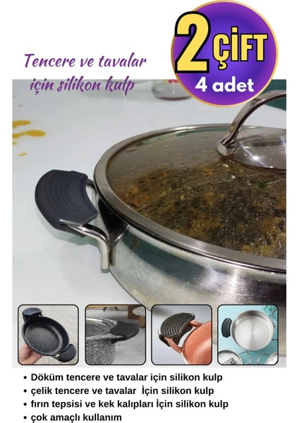 Silikon Tencere Tava Tutacağı Yanmaz Yapışmaz Tutamaç Eldiven 9x4 cm Renkli 2 Çift 4 Adetten Oluşur indirimleri