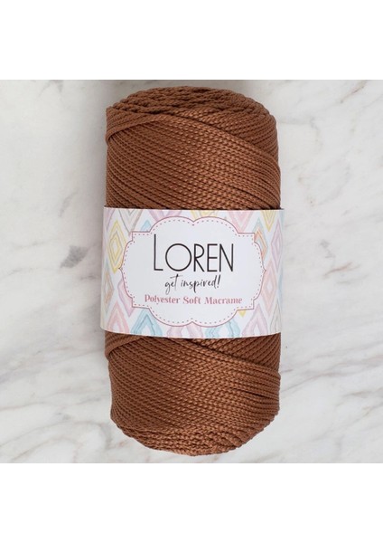 Loren Polyester Soft Macrame Kahverengi El Örgü Ipi - LM033 - 34439