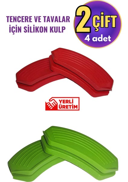 Silikon Tencere Tava Tutacağı Yanmaz Yapışmaz Tutamaç Eldiven 9x4 cm Renkli 2 Çift 4 Adetten Oluşur