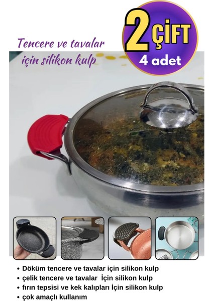 Silikon Tencere Tava Tutacağı Yanmaz Yapışmaz Tutamaç Eldiven 9x4 cm Renkli 2 Çift 4 Adetten Oluşur fırsatları