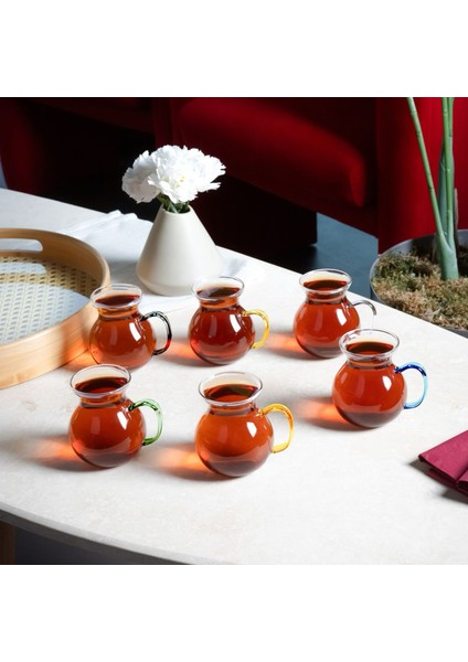 Keyfi Ala 6'lı Desensiz Borosilikat Cam Kulplu Şeffaf Çay Bardağı Modern Tasarım modelleri