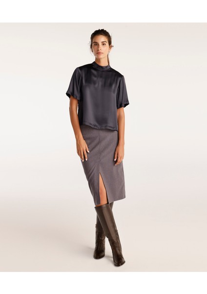 Yırtmaç Detaylı Kalem Etek