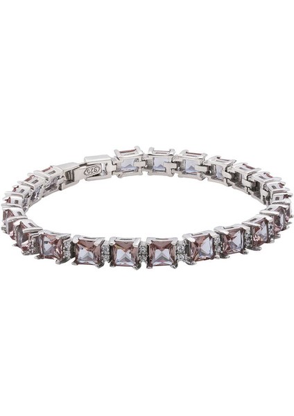 ​925 Ayar Gümüş Kare Zultanit Taşlı Kadın Bileklik