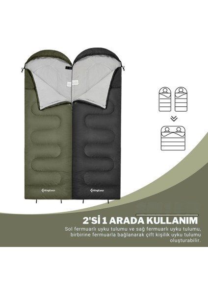 Kingcamp Oasis 250 Ultralight Uyku Tulumu Olive Sol F. modelleri