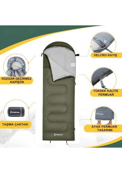 Kingcamp Oasis 250 Ultralight Uyku Tulumu Olive Sol F. fırsatları