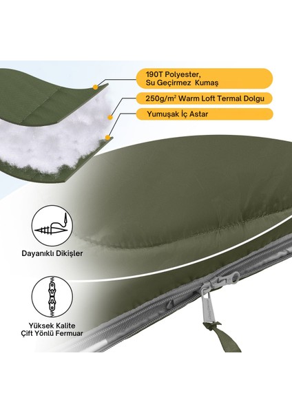 Kingcamp Oasis 250 Ultralight Uyku Tulumu Olive Sol F.