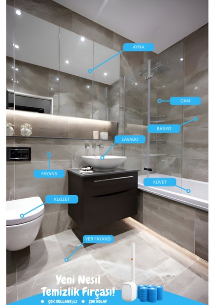 Tuvalet Fırçası -Yeni Nasel Banyo Fırçası, Klozet & Hijyenik Fırçası, Wc Fırça, Çok Amaçlı
