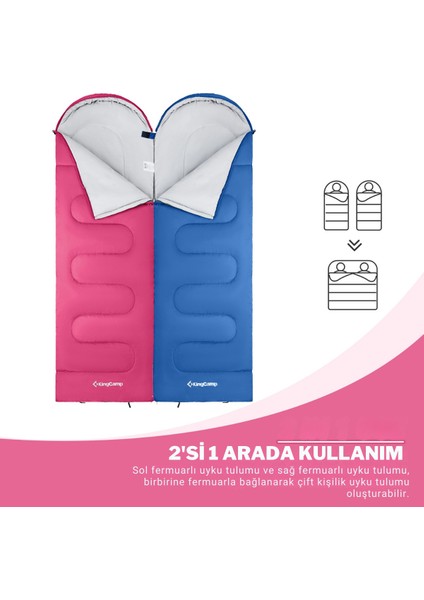 Kingcamp Oasis 250 Ultralight Uyku Tulumu Rosered Sol F. modelleri