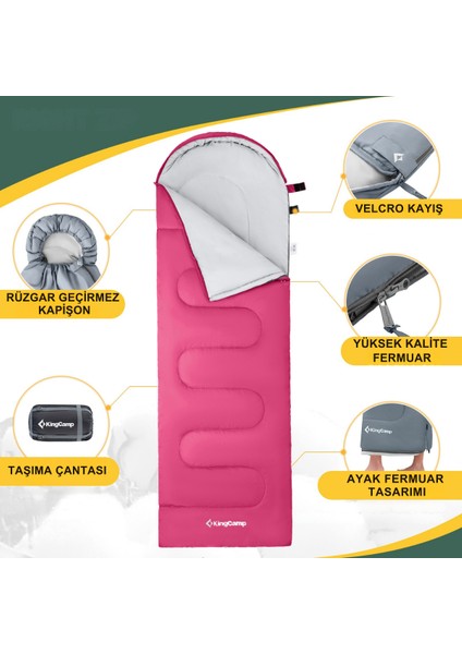 Kingcamp Oasis 250 Ultralight Uyku Tulumu Rosered Sol F. fırsatları