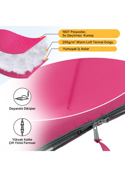 Kingcamp Oasis 250 Ultralight Uyku Tulumu Rosered Sol F.