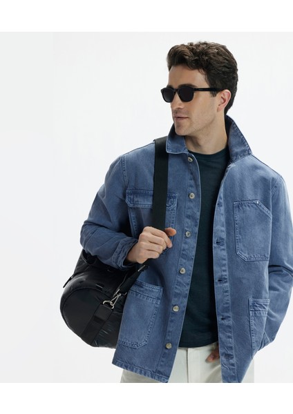 Non-Denim Gömlek Yaka Dört Cepli Düğmeli Ceket