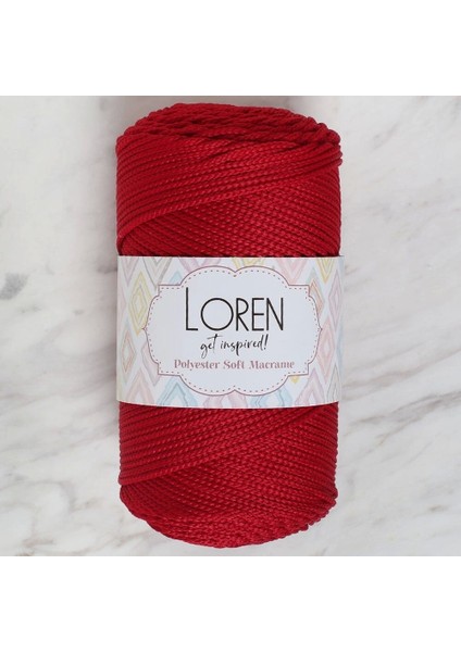 Loren Polyester Soft Macrame Koyu Kırmızı El Örgü Ipi - LM020 - 34433