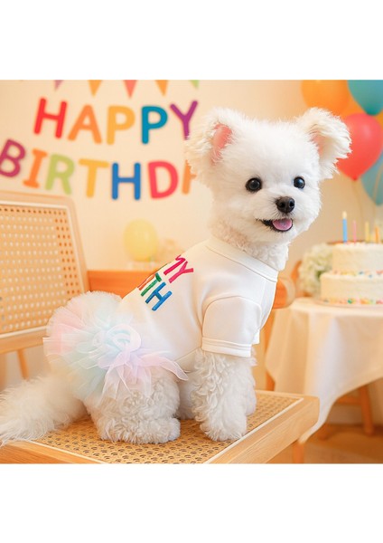 Köpek Elbisesi Doğum Günü – It’s My Birthday Yazılı - Renkli Tül Etekli - Parti Kıyafeti fiyatları