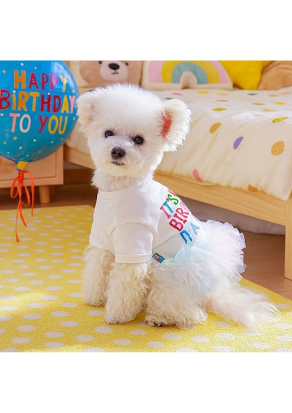 Köpek Elbisesi Doğum Günü – It’s My Birthday Yazılı - Renkli Tül Etekli - Parti Kıyafeti modelleri