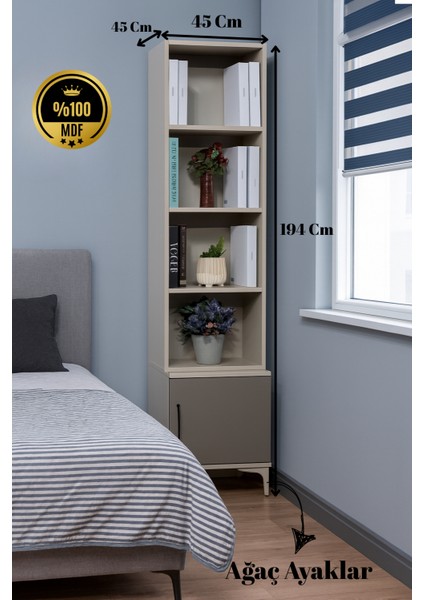 Deniz Komodin & Kitaplık Set | %100 MDF | Ağaç Ayaklı Modern Set modelleri