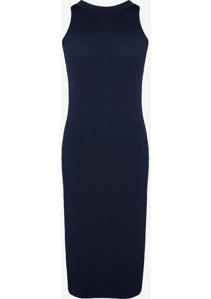 Bisiklet Yaka Kolsuz Triko Elbise