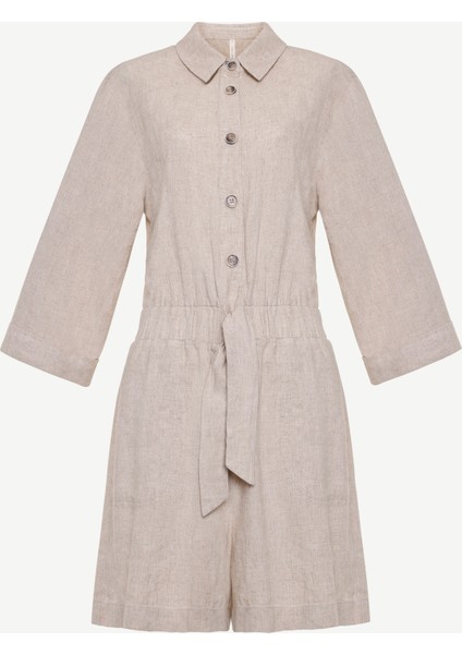 Kemerli Beli Lastikli Bermuda Tulum