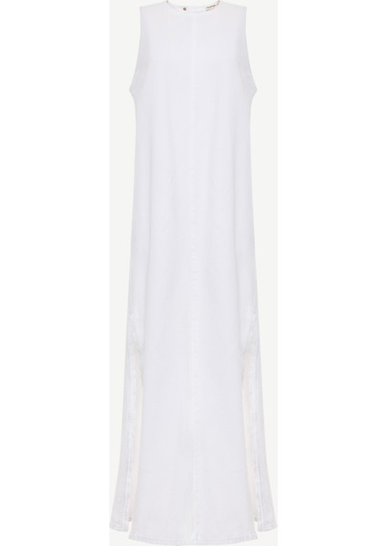 Yırtmaç Detaylı Kolsuz Midi Boy Elbise