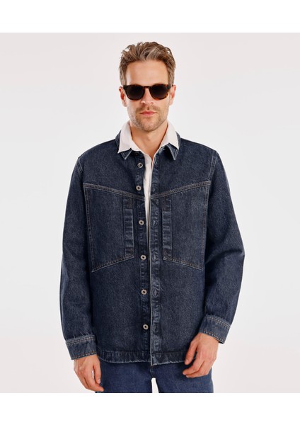 Dikiş Detaylı Denim Ceket