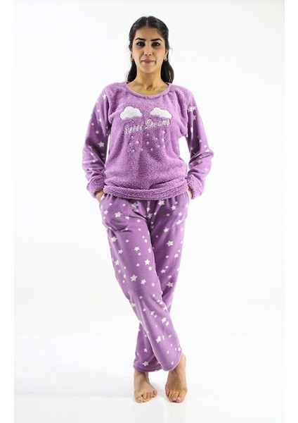 Sıfır Yaka Polar Pijama Takımı