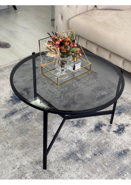 Asya Metal Camlı Orta Sehpa Siyah - Füme fiyatları