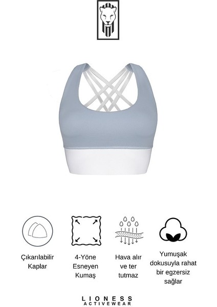 Yeşil Lotus Desenli Yüksek Destekli Sırt Detaylı Kaplı Kadın Spor Sütyeni