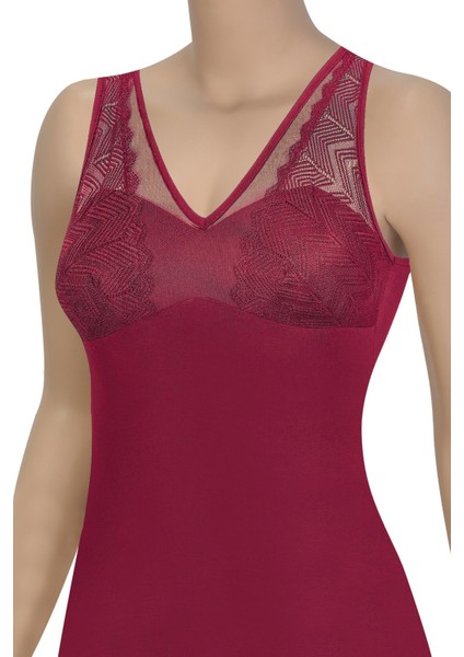 Kadın Atlet Göğüs Dantelli ve Tüllü (%96 Pamuk - %4 Elastan)