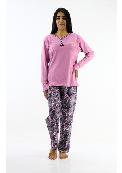 Çiçek Desenli İnterlok Pijama Takımı