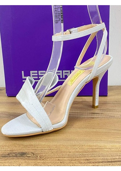 LES04 Renk Gümüş Gri Önü Arkası Açık Bantlı Kadın Topuklu Stiletto fiyatları