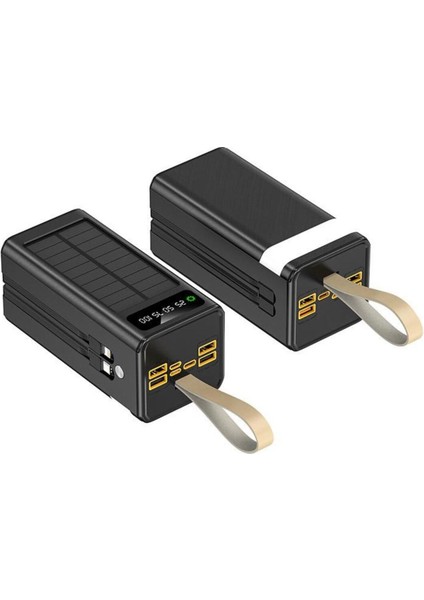 Solar 50.000 Mah Güneş Enerjili LED Işıklı Powerbank Şarj Aleti 4xusb Çıkış Çoklu Şarj Çıkışı Kablo