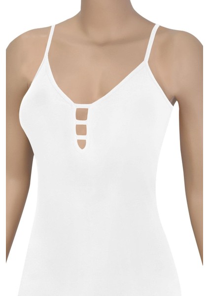 Kadın Atlet Göğüs Dekolte Detaylı (%96 Pamuk - %4 Elastan)