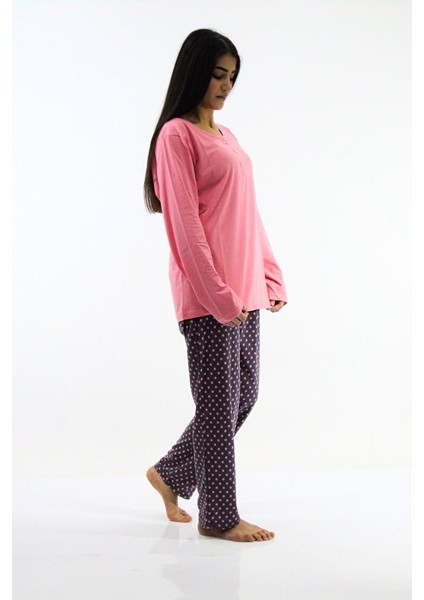 Yaka Düğmeli Interlok Pijama Takımı modelleri