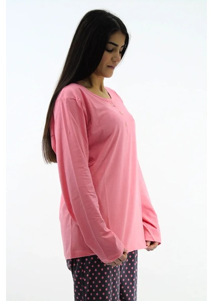 Yaka Düğmeli Interlok Pijama Takımı fırsatları