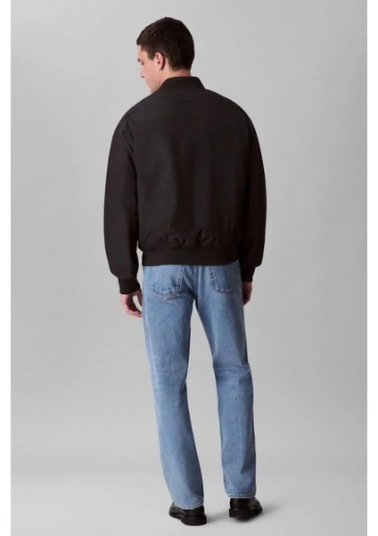 Erkek Tam Kalıp Kolej Yaka Bomber Ceket - Siyah modelleri