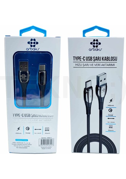 (Type-C) Metal Hızlı Şarj ve Veri Aktarımı Arbaks ARB612