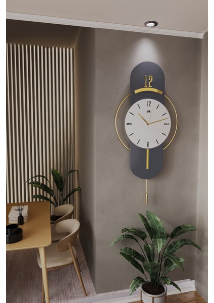 Lacivert Milano-Led Yok (Sarkaç Otomatik Değil )- Time Modern Dekoratif Metal Camlı Duvar Saati