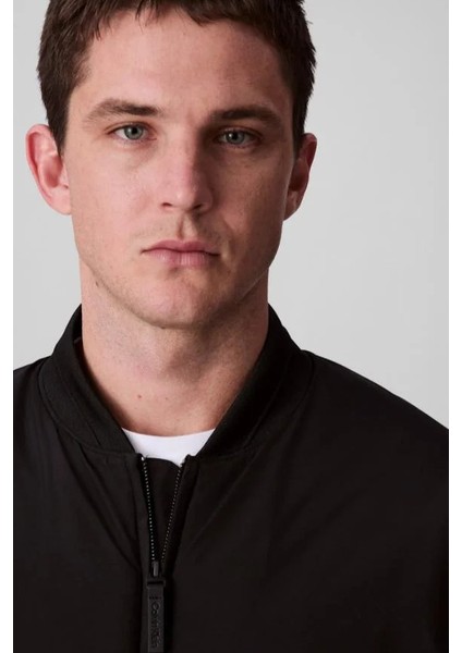 Erkek Tam Kalıp Kolej Yaka Bomber Ceket - Siyah fırsatları