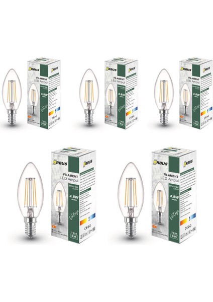 Bcb3 4W E14 LED Ampul Clear Beyaz Işık 400LM 5li